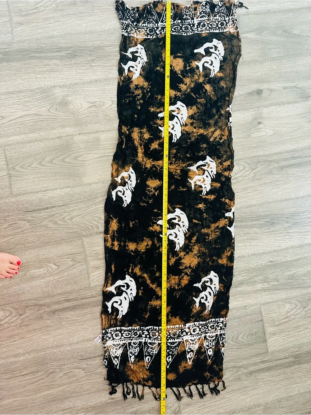 Black & Rust Tie-Dye Elephant Print Scarf